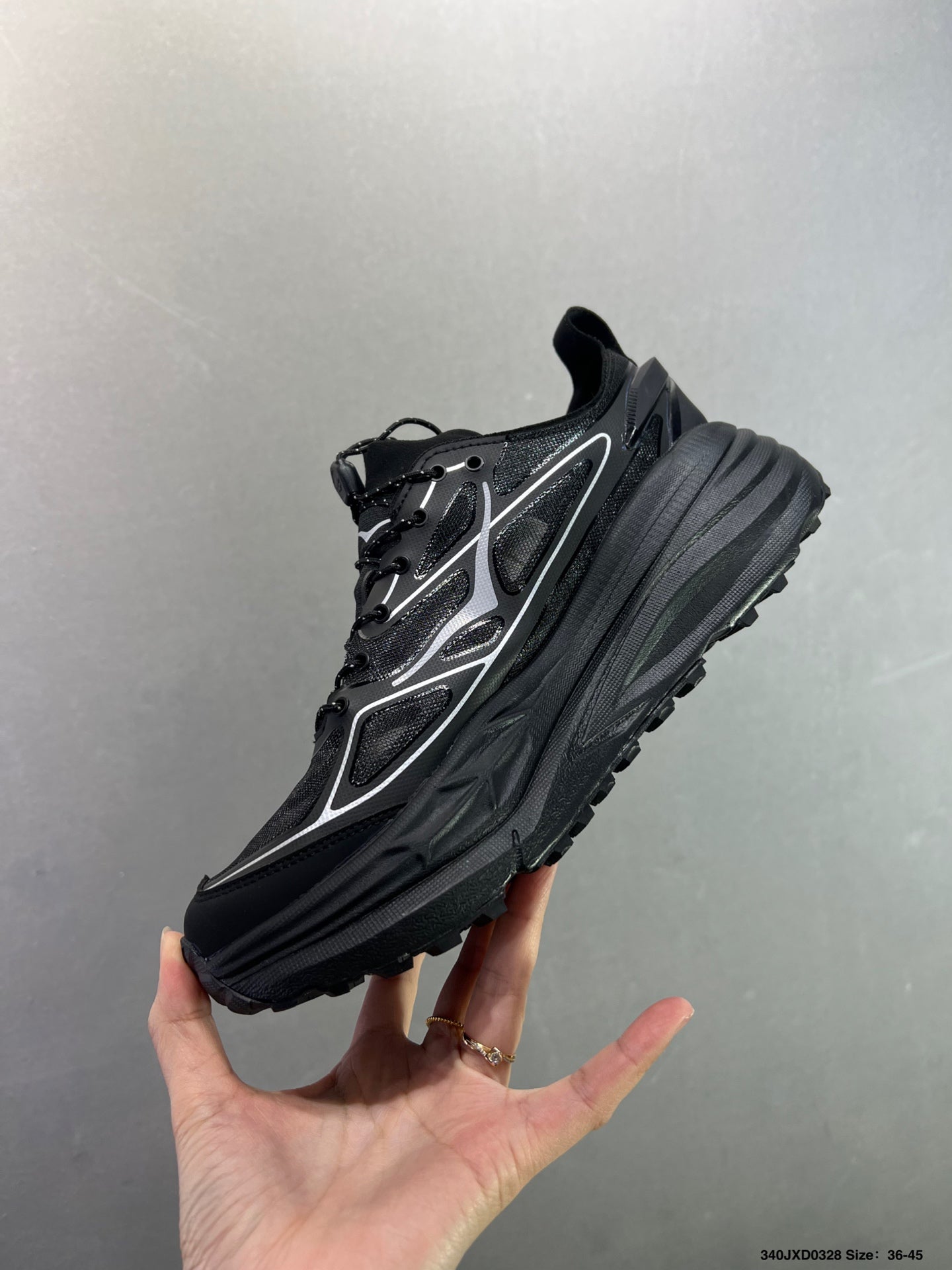 HOKA ONE ONE Stinson 7 Low-Top Professional Trail Running Shoes-Black-11415313633